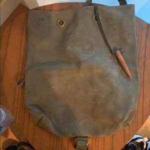 Gray leather one strap bag